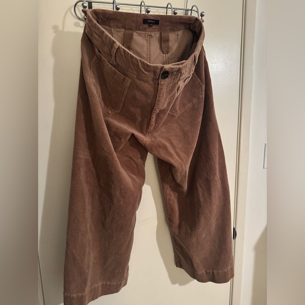 Quince Organic Stretch Corduroy Cropped Wide Leg Pants